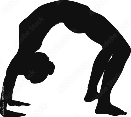 split jump girl gymnast black silhouette