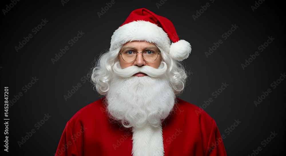 Classic Santa Claus Portrait with Red Suit and White Beard