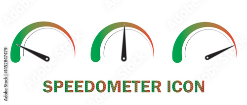 Speedometer icon set isolated on white background. Car speed performance indicator sign. Speed indicator  icons. Vector illustration. 