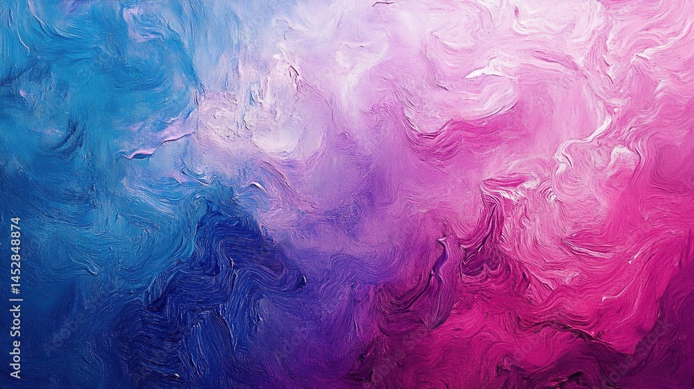An abstract oil painting with a blue-to-pink gradient and textured surface. An abstract oil painting with a blue-to-pink gradient and textured surface.