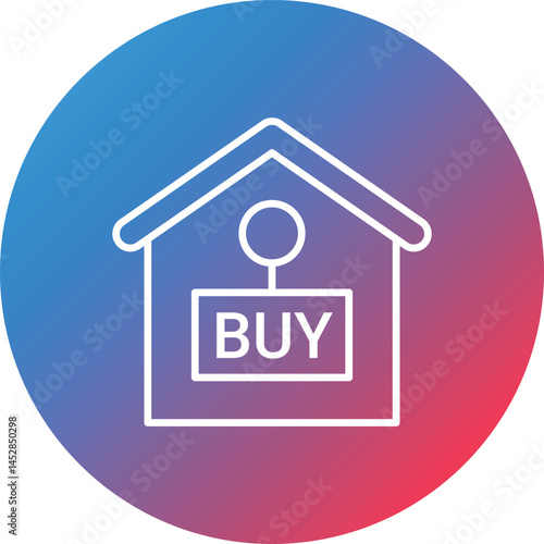 Buy House Line Gradient Circle Background Icon