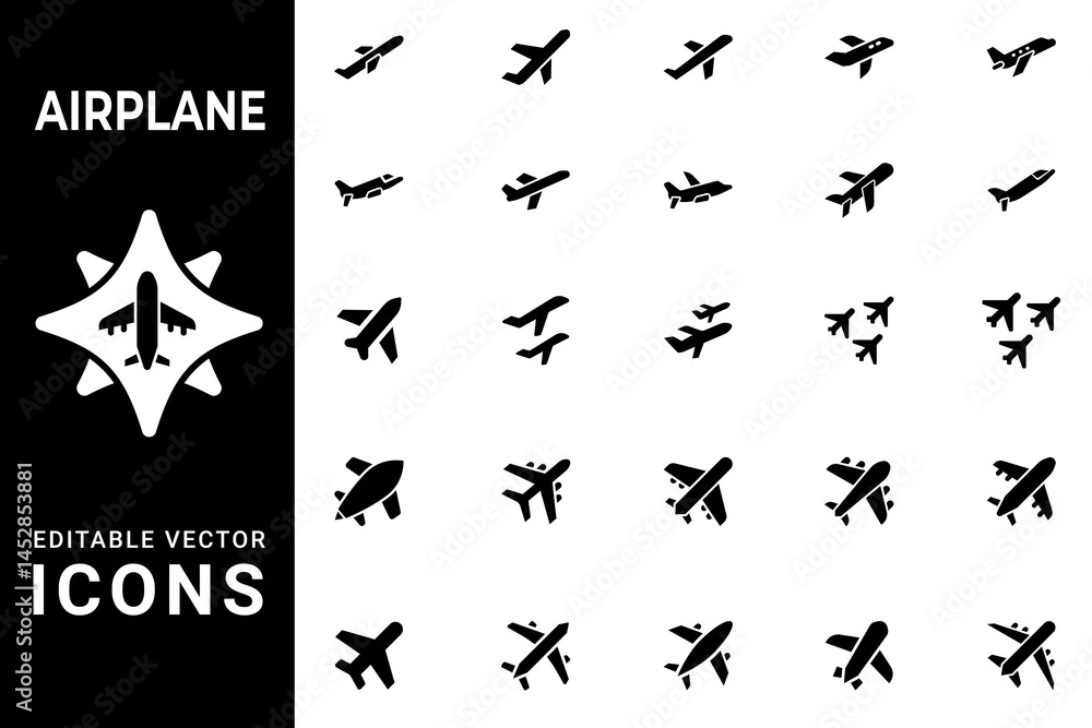 Naklejka premium vector airplane icon and airplane silhouette vector illustration.