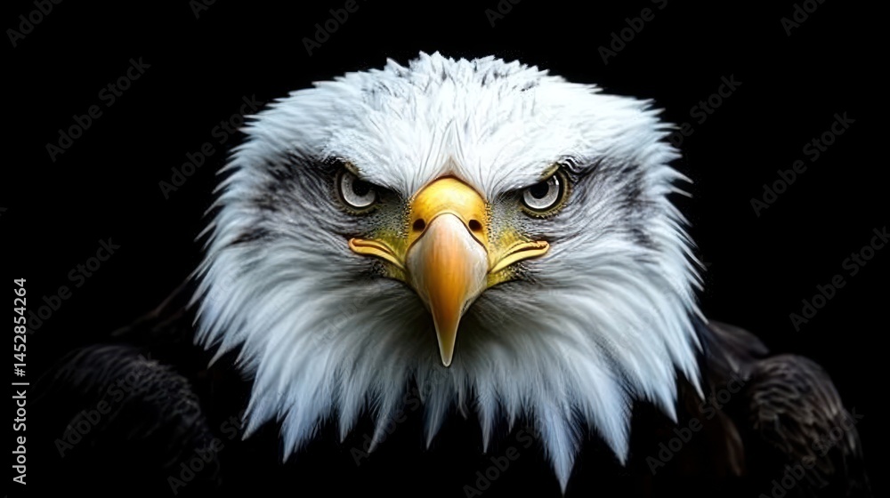 Obraz premium Majestic Bald Eagle Portrait: A Close-Up Look at a National Symbol