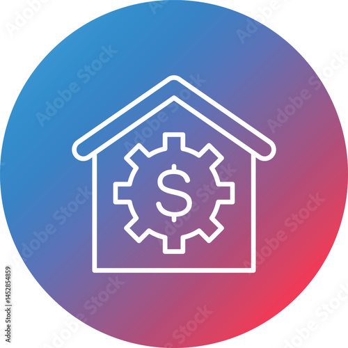 House Price Line Gradient Circle Background Icon
