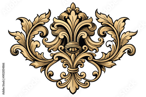 Ornate baroque floral design featuring intricate scrollwork and detailed patterns, showcasing classic elegance and sophistication