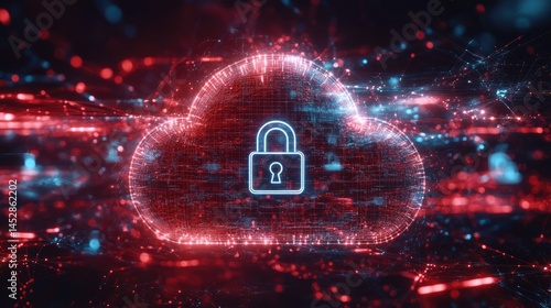 Wallpaper Mural Secure Cloud Data Digital Network Lock. Torontodigital.ca