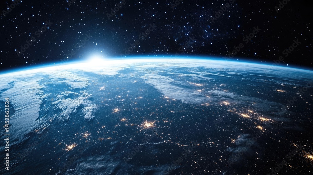 Obraz premium Earthrise Sunrise over Planet Earth from Space.