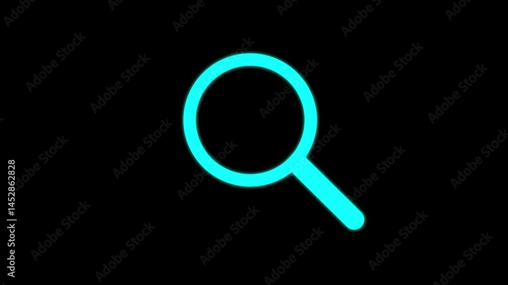 Magnifying glass search icon animation. Magnifying glass search animation icon on black background. search concepts, investigation, and digital projects. Magnifying glass search icon animation. Magnifying glass search animation icon on black background. search concepts, investigation, and digital projects.
