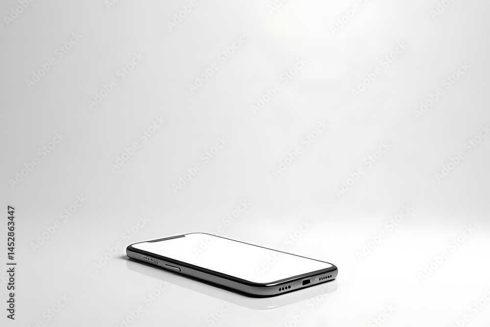 Sleek Smartphone Mockup Modern Device, Blank Screen, White Background Sleek Smartphone Mockup Modern Device, Blank Screen, White Background