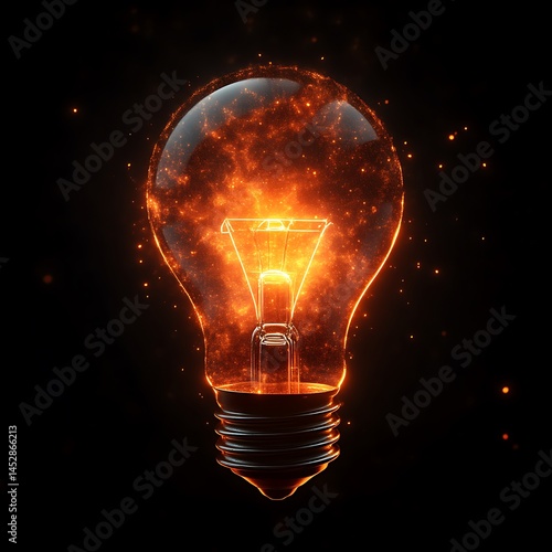 An Illuminated Lightbulb Shining Brightly Against a Dark Background