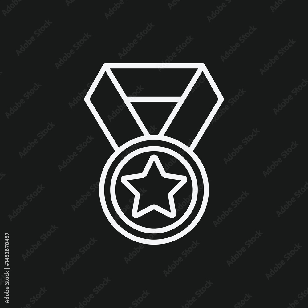 Minimalist Medal Icon White Outline Star Achievement Award with Ribbon Minimalist Medal Icon White Outline Star Achievement Award with Ribbon