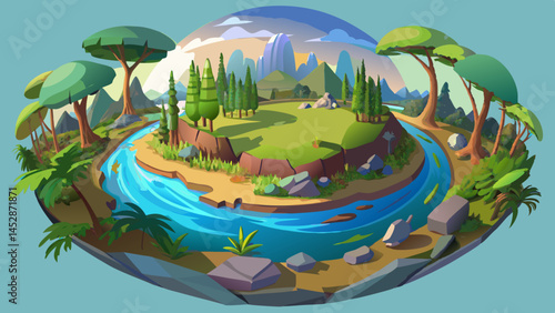 HDRI, environment map , Round panorama, spherical panorama, equidistant projection, panorama 360, Forest and swamp, 3d rendering white  background