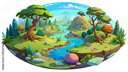 HDRI, environment map , Round panorama, spherical panorama, equidistant projection, panorama 360, Forest and swamp, 3d rendering white  background