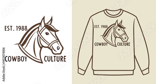 Cowboy Culture Horse Illustration T-shirt Design with Vintage Western Vibes

