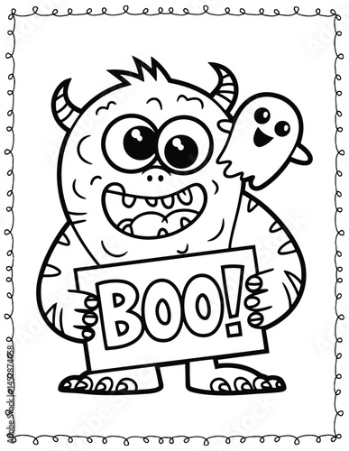 Halloween Ghost Coloring Pages Graphic. High resolution (300 DPI), ready to print on standard 8.5x11 inch paper  With No Bleed, Black and White Vector illustration AI, EPS, PNG, JPEG.