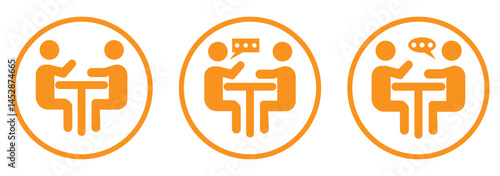 Meeting room setup line icon vector. hybrid meeting room setup sign. isolated contour symbol black illustration.