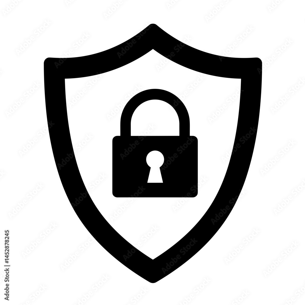 Shield with padlock icon for secure protection Shield with padlock icon for secure protection
