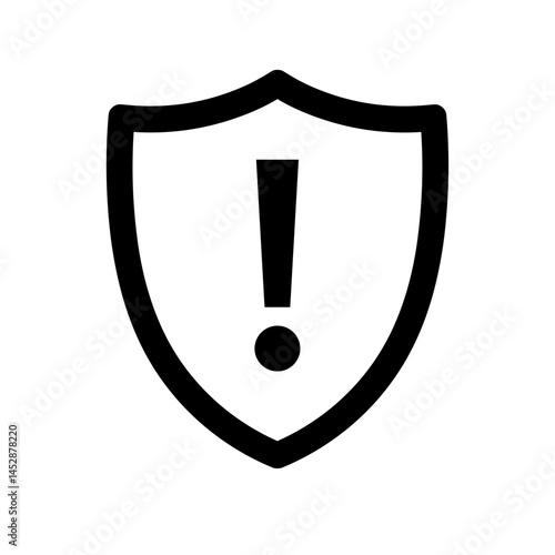 Security shield with exclamation mark warning icon