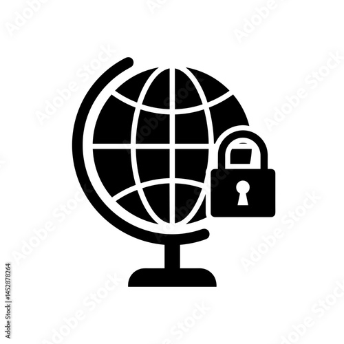 Globe with padlock icon for internet protection