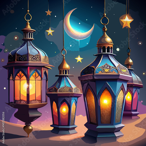 The above islamic lantern adornments a special atmosphere for ramadan celebrations vector 