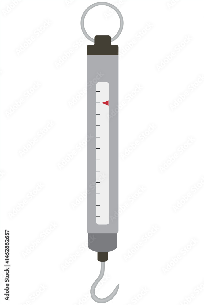 Isolated gray dynamometer with a hook and result indicator for physics, scientific purposes - Vector illustration
Isolated gray dynamometer with a hook and result indicator for physics, scientific purposes - Vector illustration