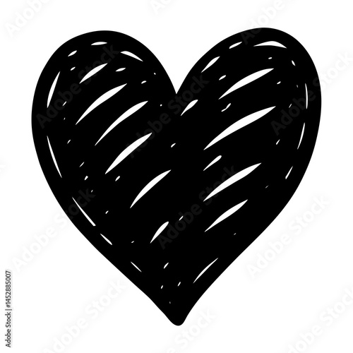 Heart doodle vector illustration, Simple black sketch style love symbols isolated on white background
