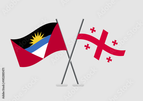 Antigua and Georgia vector flags with equal proportion vector style
