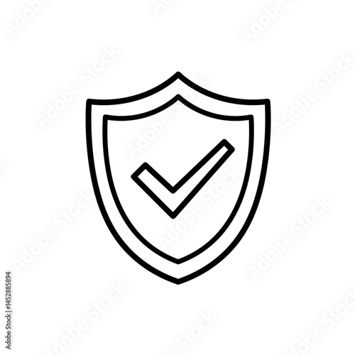Shield with check mark icon in outline security style