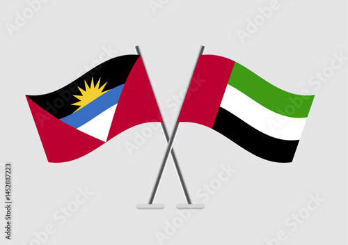 Antigua and United Arab Emirates vector flags illustration with unity tone