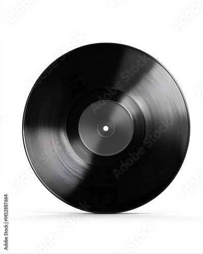 Vinyl record on white background studio shot music industry concept black disc audio vintage sound musical entertainment retro style nostalgia classic