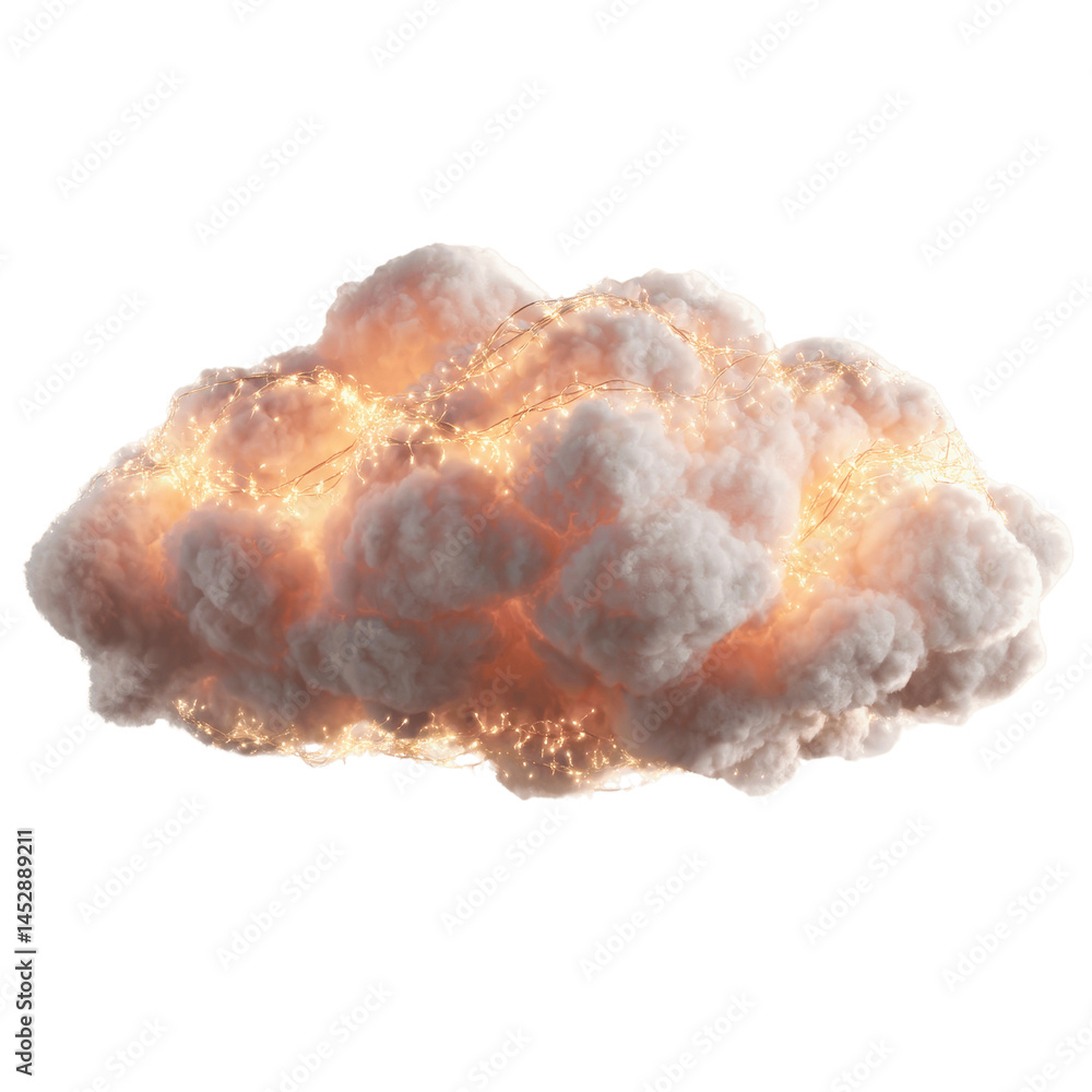 Obraz premium Illuminated Cloud with Fairy Lights - Dreamy, Magical Atmosphere