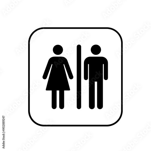 simple restroom symbol with male and female icons in black, minimalist design for facilities