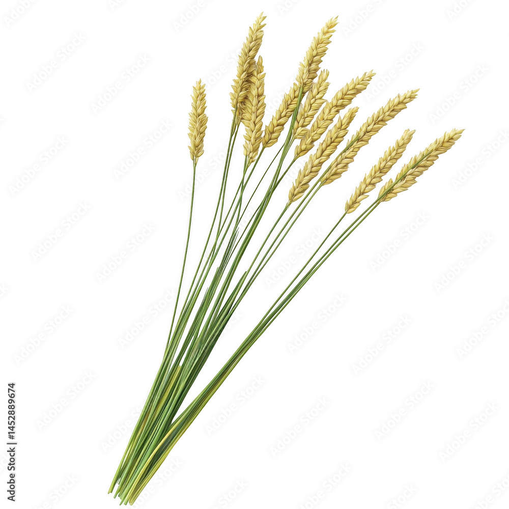 Fototapeta premium A bundle of wheat stalks with ripe heads on a dark setting