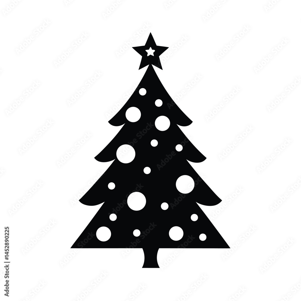 Obraz premium Simple Black Christmas Tree Icon