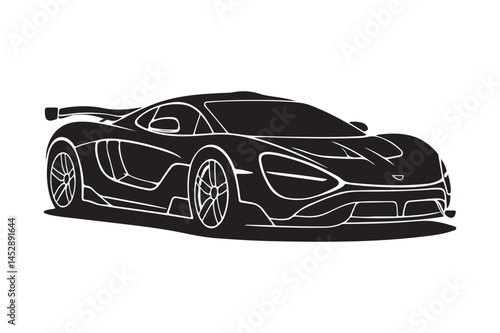 Luxury Sports Car Silhouette Vector Supercar Outline Artwork