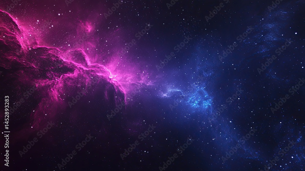 Fototapeta premium Cosmic Nebula Pink Blue Galactic Cloudscape.