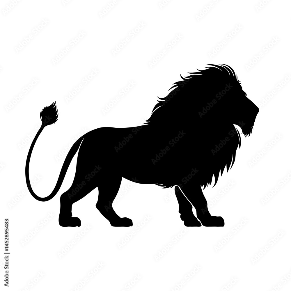 Obraz premium Vector lion silhouette wild jungle animal illustration