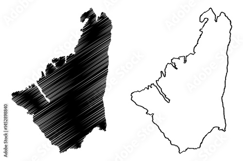 Osteroy island (Kingdom of Norway) map vector illustration, scribble sketch Osteroy map