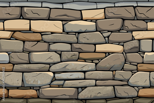 stone wall background with natural stacked stones in earthy tones, perfect for design, construction, and rustic aesthetic projects