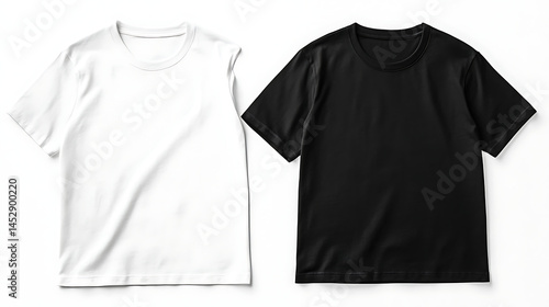Black and white oversized t-shirts front view with spacing on white isolated background