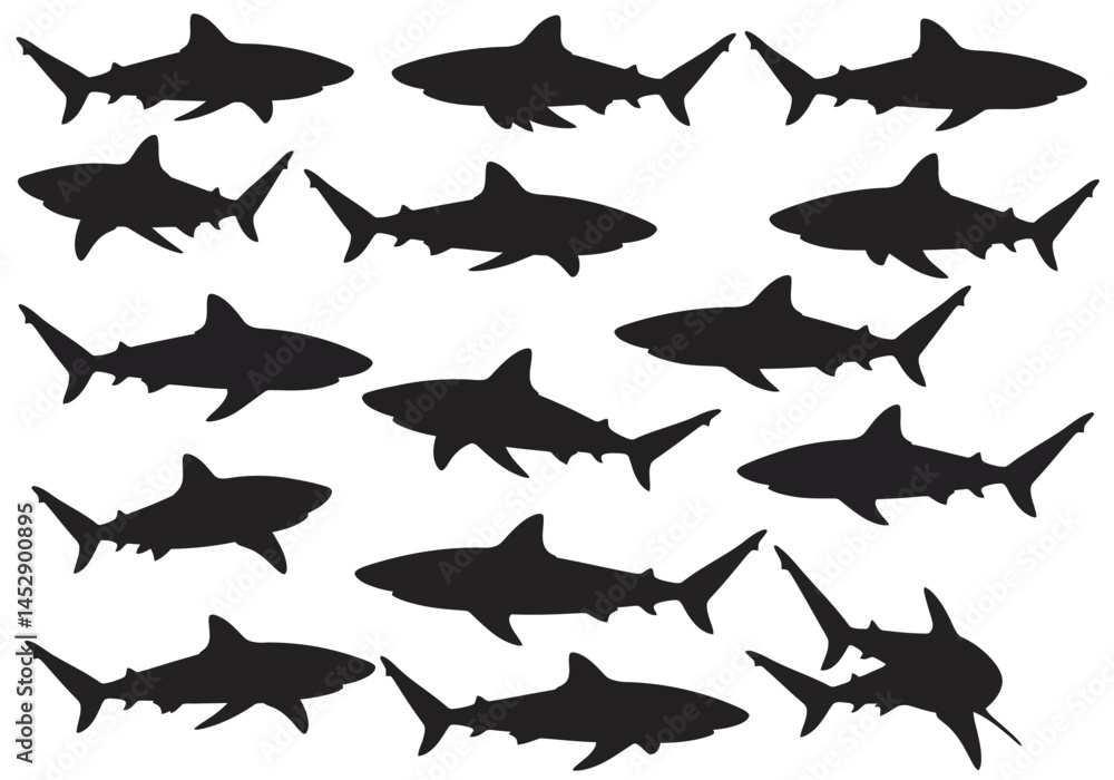 Shark silhouette pattern seamless vector background ocean predator animal marine life danger sea wildlife
Shark silhouette pattern seamless vector background ocean predator animal marine life danger sea wildlife