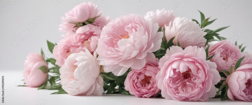 Delicate pink peonies & roses bouquet White background Copy space , roses, flower arrangement Delicate pink peonies & roses bouquet White background Copy space , roses, flower arrangement