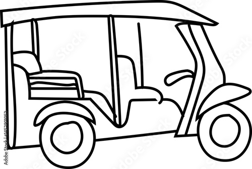 Tuk Tuk Auto Rickshaw Icon of Thailand Transport
