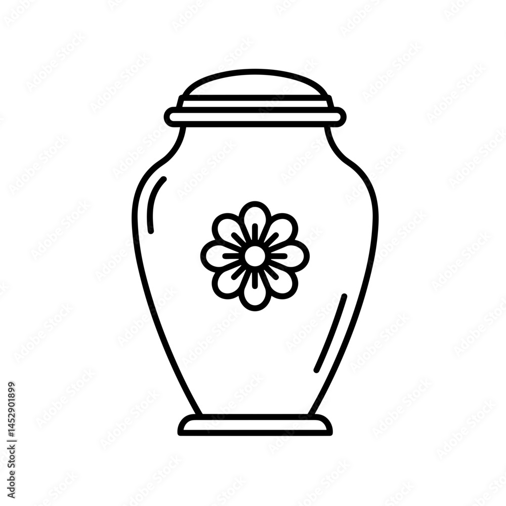 Classic Cremation Urn with Flower Detail in Minimalist Style Classic Cremation Urn with Flower Detail in Minimalist Style