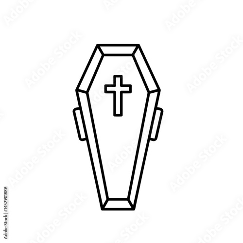 Closed Wooden Coffin with Handles in Minimalist Style  