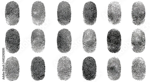 Fingerprint identification security pattern forensic science crime scene investigation identity theft concept
