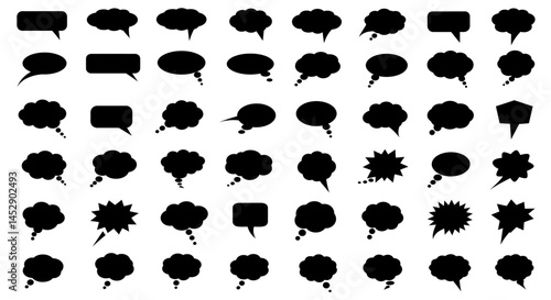 Collection of black speech bubbles and thought bubbles for design and communication needs vector illustration
