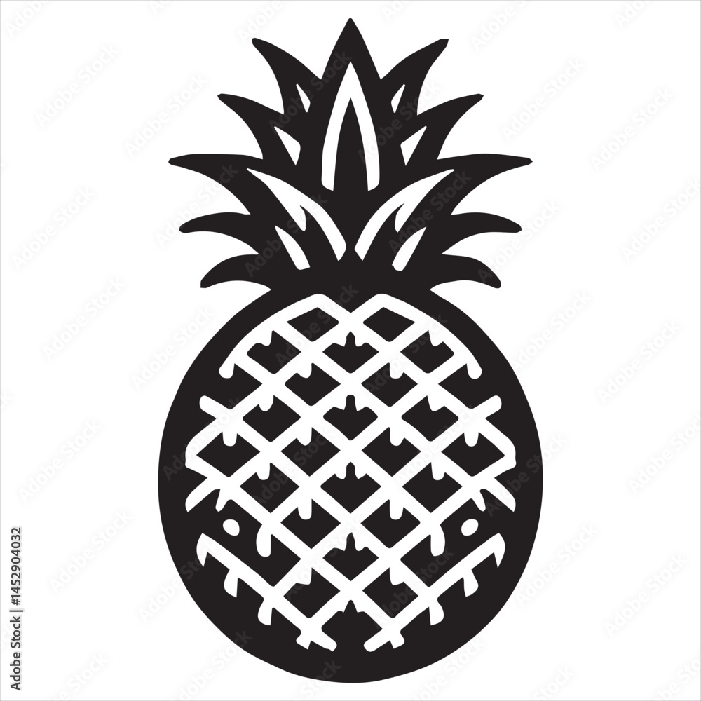 Pineapple Vector art illustration with leaves Pineapple Vector art illustration with leaves