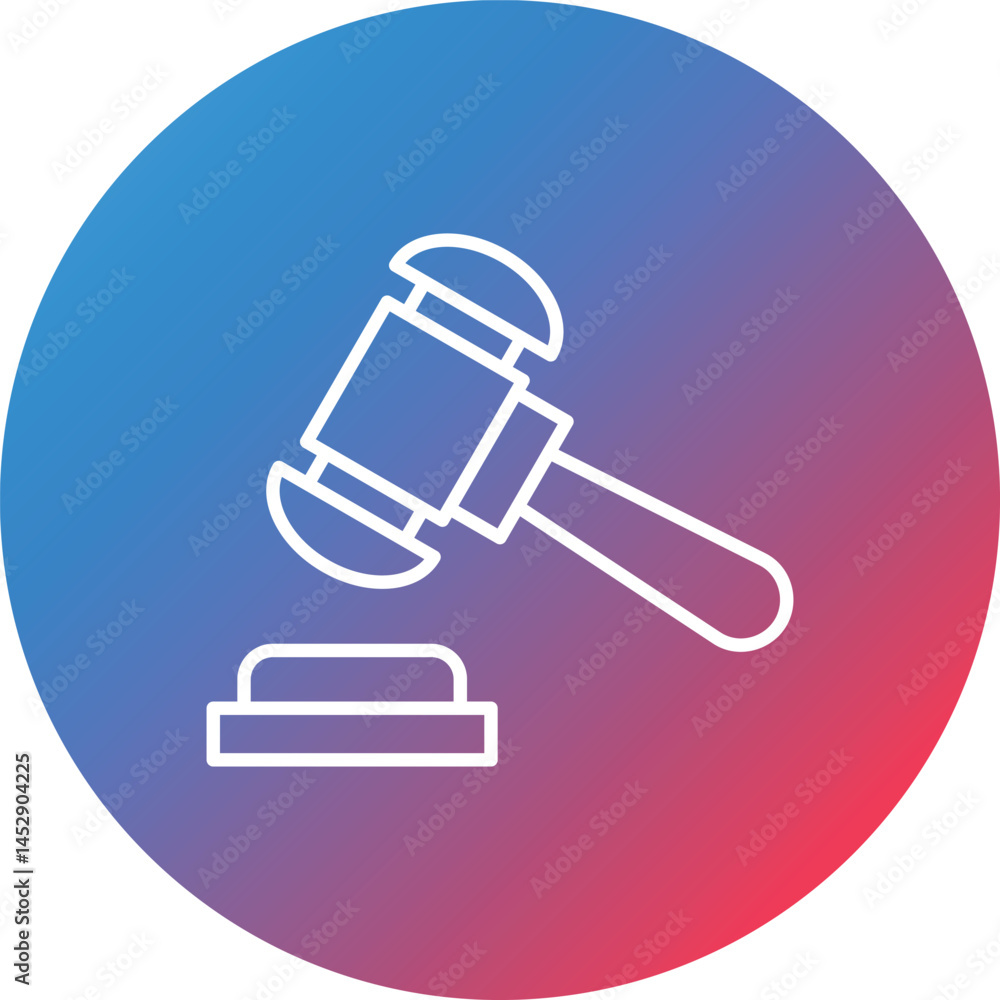 Judge Hammer Line Gradient Circle Background Icon Judge Hammer Line Gradient Circle Background Icon