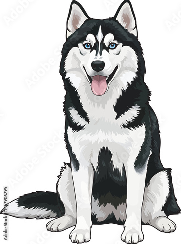 Realistic  Husky Art  Vector 
